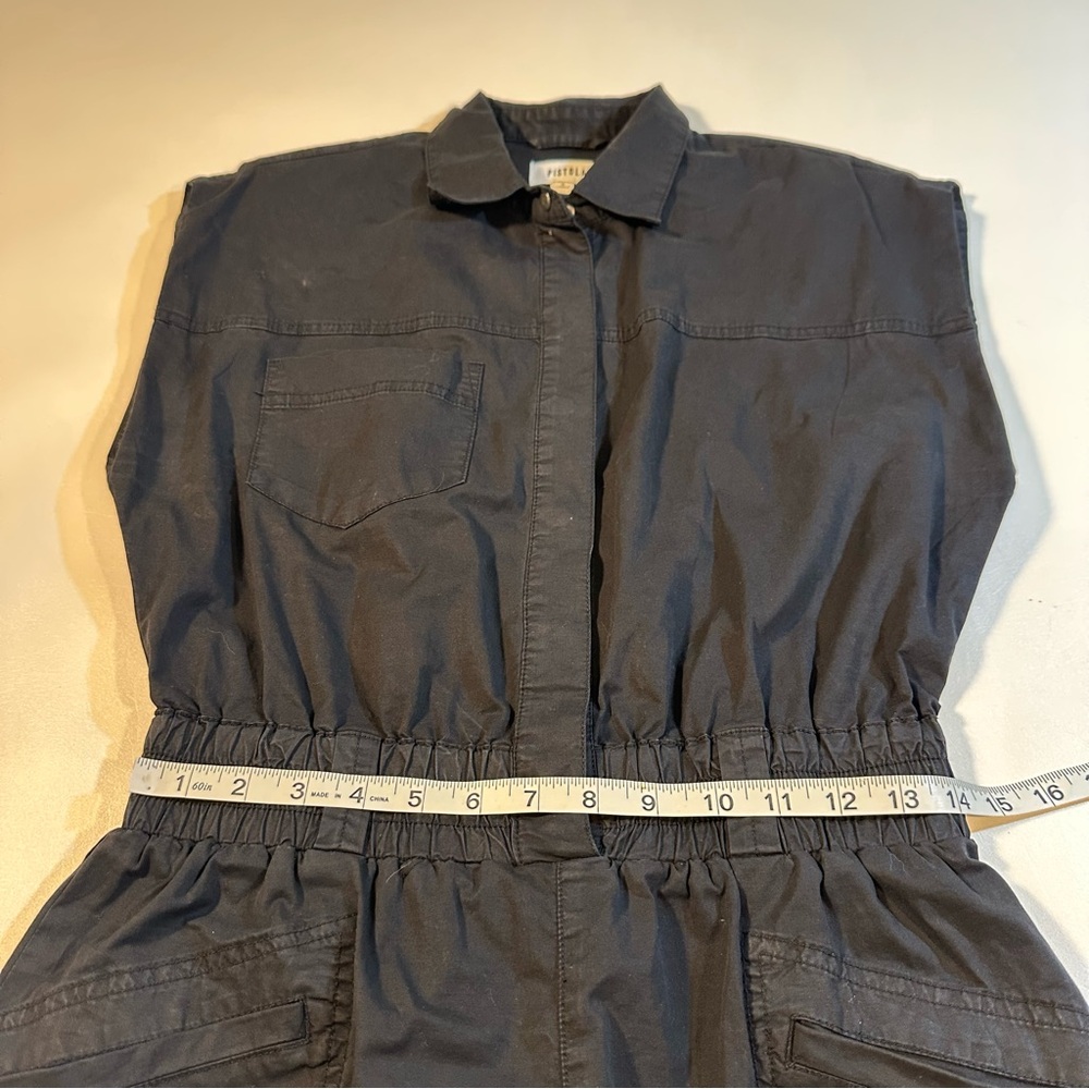 Pistola Size S Rosie Smock Waist Sanp Placket Dress In Faded Black - Picture 6 of 10